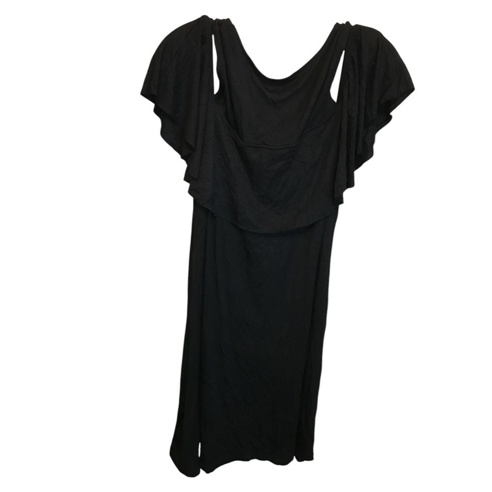 Apt. 9  Black Cold Shoulder Scope Neck with single Ruffle on Front New with Tags